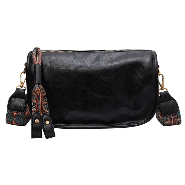 Sonducket Bolso cruzado de estilo lujoso para mujer, cómodo y duradero, de piel sintética, espacioso y práctico Envolturas para manijas de equipaje negro