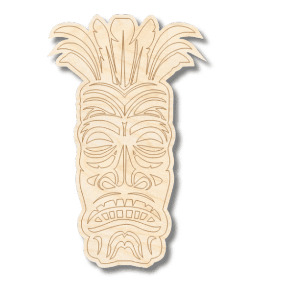 Unfinished Wood Etched Mighty Tiki Shape 5" / 1/4"