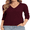 Burgundy, variant on Sweaters for Women, Lightweight V Neck Long Sleeve Pullover Sweater, Soft Knit Women's Sweater Top, Burgundy XL