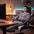 thumbnail image 3 of Vyrox Reclining Gaming Chair with Footrest, Massage Lumbar Support, Breathable Technical Fabric, Ergonomic Video Game Chair with Headrest, Black, 3 of 7