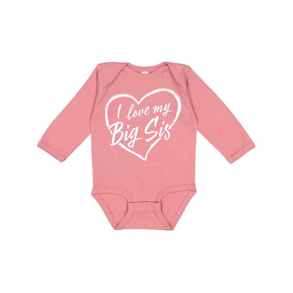 Inktastic I Love My Big Sis in White Chalk Heart Boys or Girls Long Sleeve Baby Bodysuit