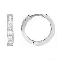 Ritastephens Sterling Silver Cubic Zirconia Huggie Hoop Earrings, 11mm