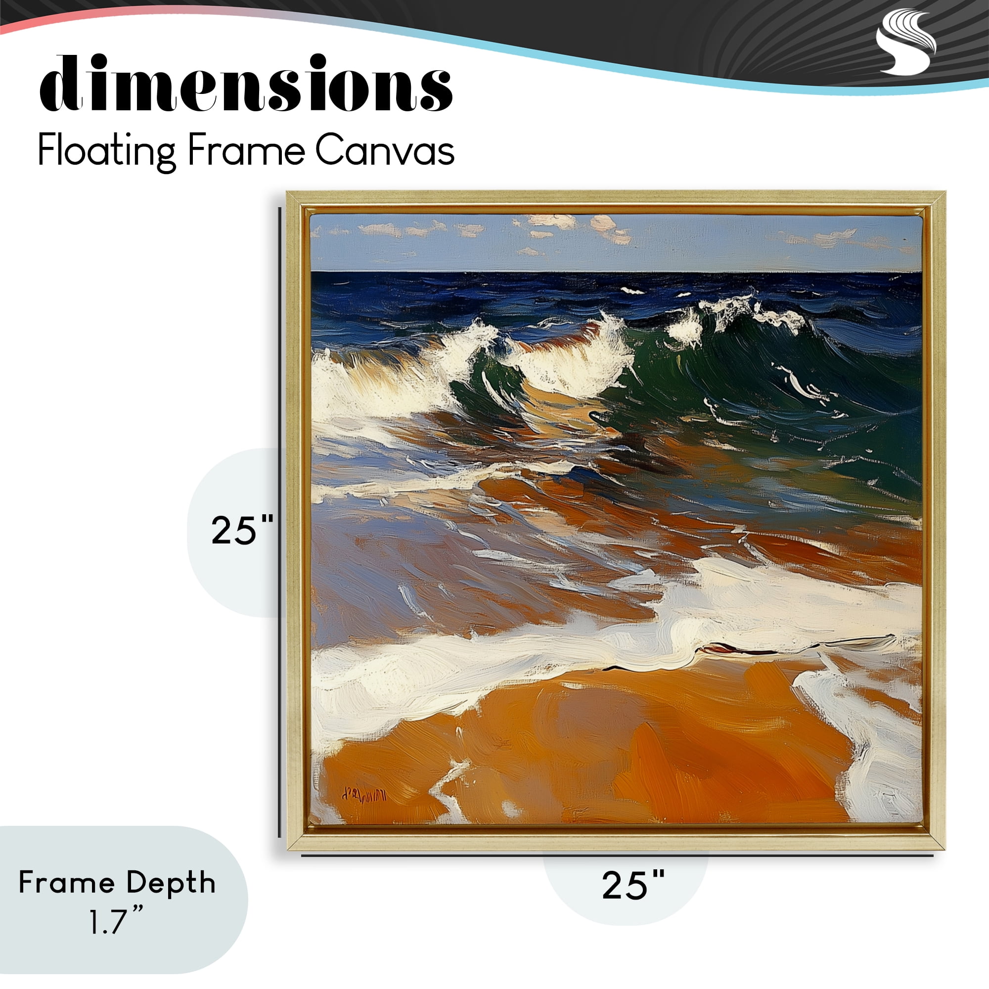 Stupell Industries Glassy Wave Break Gold Framed Floater Canvas Wall Art, design by Walker Noble