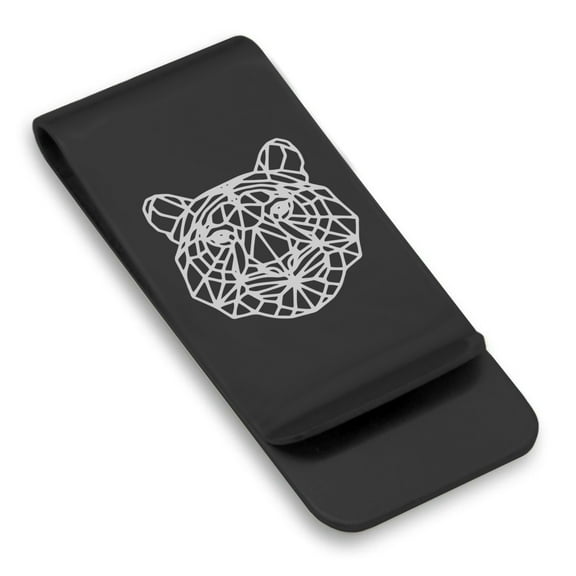 Stainless Steel Geometric Polygon Tiger Animal Classic Slim Money Clip Credit Card Holder