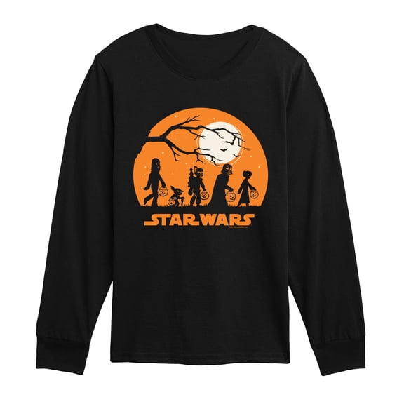 Star Wars - Trick Or Treat Silhouette - Youth Boys Long Sleeve Graphic T-Shirt