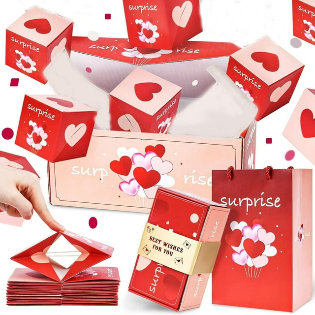 Wzzjkit Surprise Gift Box Explosion - Valentine's Day Surprise Gift Box Creating Most Surprising Gift, Love Bounce Romantic Gift Box for Wedding Birthday Holiday Gift Surprise Box
