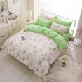 thumbnail image 2 of Juego de cama de poliéster con estampado de plantas, funda de almohada, funda nórdica de sábana plana (para cama de 1,2 m), 2 of 8