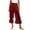 #0246-Wine, variant on Pounoo Womens Capri Pants Drawstring Waist Cropped Length Floral Embroidered Hem Trim Capris Relaxed Fit Casual Summer Lightweight Womens Casual Cropped Trousers