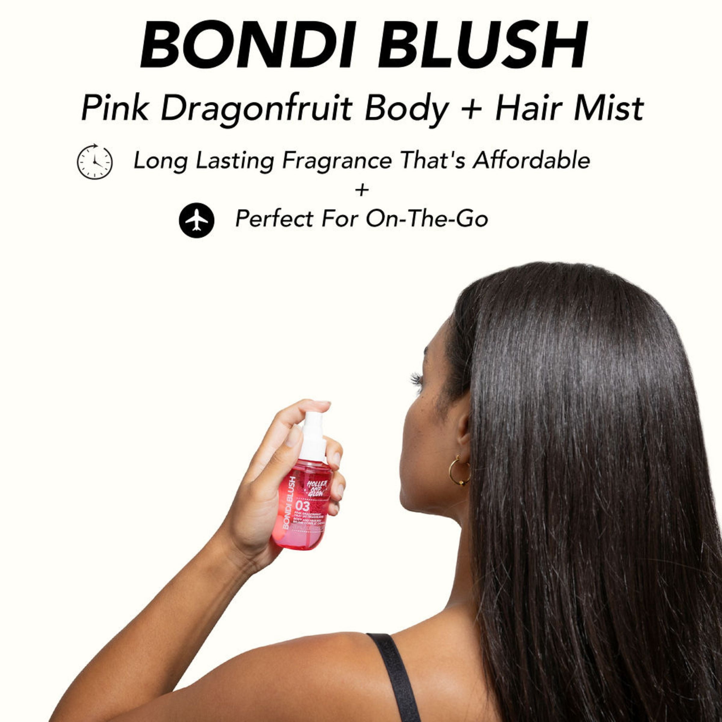 Holler and Glow Bondi Blush Pink Dragon Fruit Body & Hair Mist, 100 ml/3.38 fl oz
