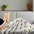 thumbnail image 3 of Crocodile Soft Flannel Fleece Throw Blanket, Crocodile and Flamingo Drawing with Polka Dots Bow Tie Butterflies, Cozy Plush for Indoor and Outdoor Use, 50" x 60", Pistachio Green Blush, by Ambesonne, 3 of 5