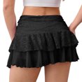 thumbnail image 5 of Wxolcjlv Womens Lace Ruched Mini Skirt Drawstring Side Tiered Ruffle Hem Evening Skirts, 5 of 7