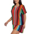 thumbnail image 2 of Bixox Women's Mexican Serape Blanket Stripes Printed Pajama Set 2 Piece Lounge Set Top and Shorts Soft Pajamas, Shorts with Pockets, 2 of 7