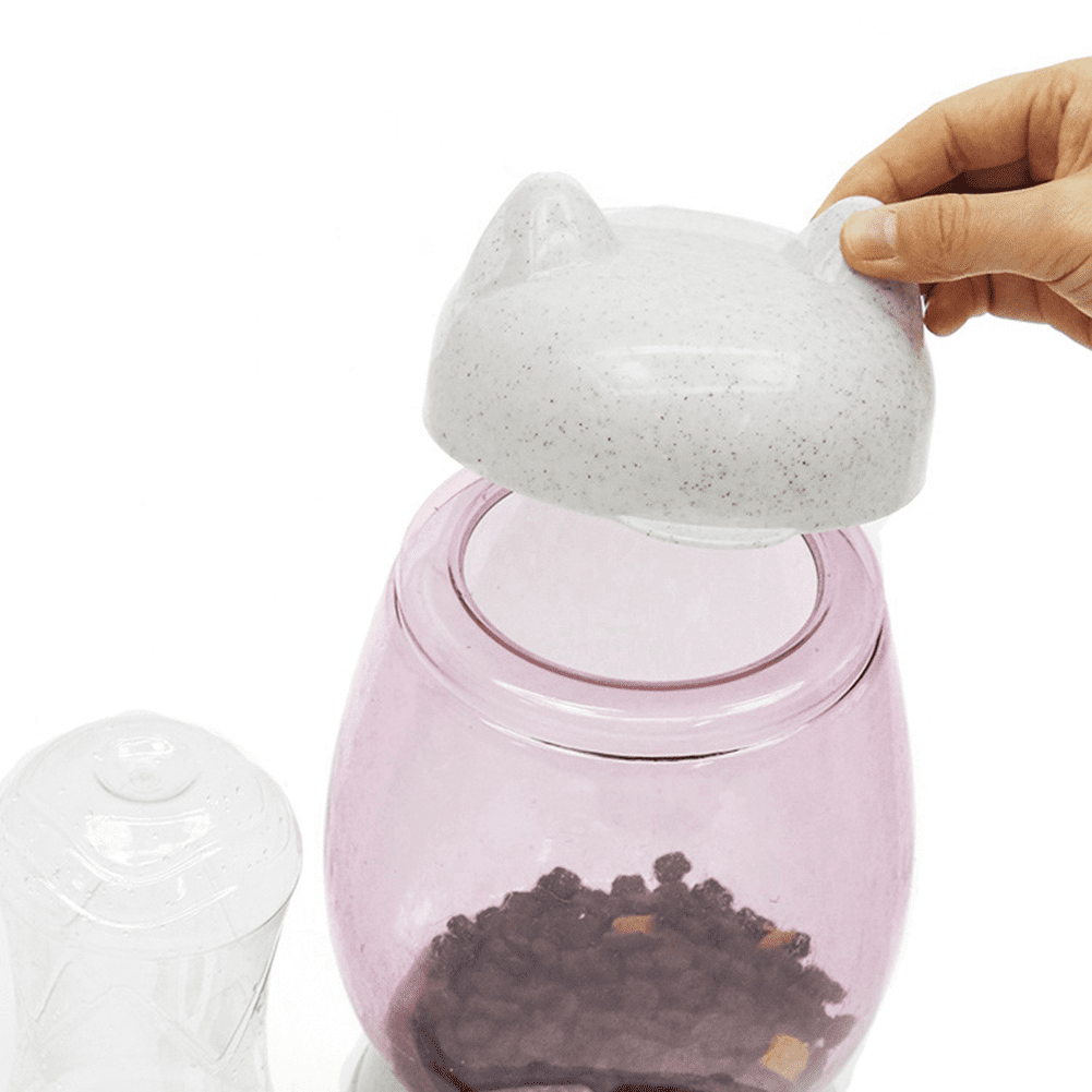 Automatic Cat Feeder, Cat Food Feeding Water Dispenser Set, Lovely Dog Cat Bowl with Water Bottle, Water Dispenser Food Dish Bowls for Small Animal