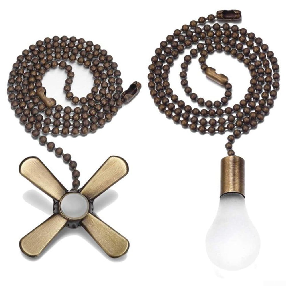 Ceiling Fan Pull Chain Beaded Ball Extension Chains With Light Bulb & Fan Cord ! 