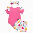 thumbnail image 3 of TOWED22 Newborn Baby Girl Clothes Infant Outfits Summer Shorts Set Floral Romper+Cute Baby Skirt +Headband Pink,9-12 M, 3 of 8