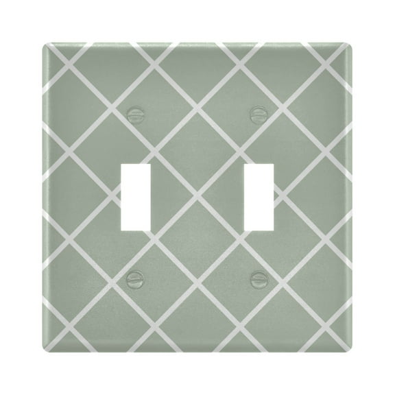 2 Gang Light Switch Cover Plate Green Block Wall Plate Decorate Electrical Outlet Cover Plates 4.56”x4.48”