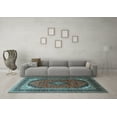 thumbnail image 3 of Ahgly Company Indoor Round Medallion Light Blue Traditional Area Rugs, 7' Round, 3 of 4