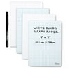 M.C. Squares Dry-Erase Jr. Graph Paper Pads - 5 x 7 Inch, Junior 4-Pack - One Side Erasable Blue 5x5 Grid Lined Pad, One Side Blank White Board, Included Wet-Erase Tackie Marker