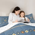 thumbnail image 5 of Manfei Abstract Rhombus Floral Full Size Comforter Sets,Retro Boho Geometric Bedding Comforter Set,Blue Brwon Bedding Sets For Girls Boys,Luxury Bedroom Decor Reversible,3 Pieces, 5 of 8