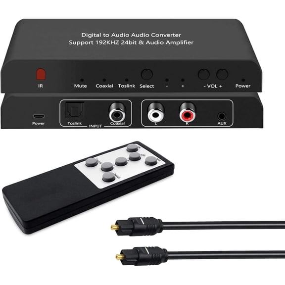 KSRplayer 192kHz/24bit Digital to Analog Audio Converter (DAC) Remote Volume Control  Converts Coaxial & Optical Toslink to RCA L/R + 3.5mm Audio, for PS4, Xbox, HDTV, Blu-ray, DVD, Headphone,TV