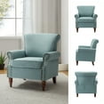 thumbnail image 6 of Wingback Accent Chairs Wood Legs Set of 2 Upholstered Sofa Armchairs Fabric Nailhead Trim Home Living Room Bedroom Blue, 6 of 8