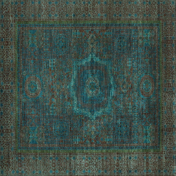 Ahgly Company Indoor Square Abstract Light Blue Modern Area Rugs, 3' Square