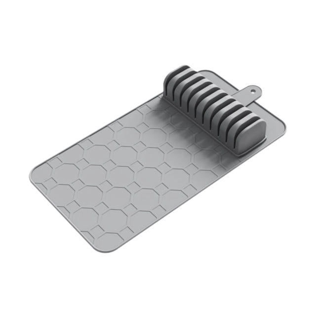 Bandeja de silicona para guardar cuchillos, soporte para cuchillos, tapete de almacenamiento, bloque de cuchillos antideslizante multifuncional, organizador de cuchillos para cajones y hogar. Gris