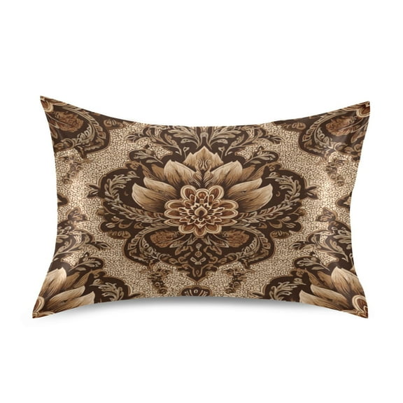 Iauyy 20x26in Silk-Smooth Satin Pillowcase, Gentle on Hair and Skin, Luxuriously Soft Pillowcase with Envelope Closure, Wrinkle Fade Brown Blended with Light Colors