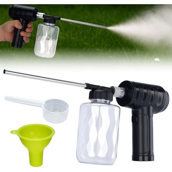 Electric Diatomaceous Earth Duster – Cordless Powder Duster with 500ML Bottle, 5.9" Stainless Steel Nozzle, 3-Speed Rechargeable Sprayer with Measuring Scoop & Silicone Funnel for Garden Use$$Garden