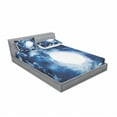 thumbnail image 3 of Space Bedding Set with Sheet & Covers, Moon on Sky Surrounded by Storm Clouds Lunar Magic Dark Twilight Dawn Foggy Hallows Image, Printed Bedroom Decor 2 Shams, 4 Sizes, Blue, by Ambesonne, 3 of 3
