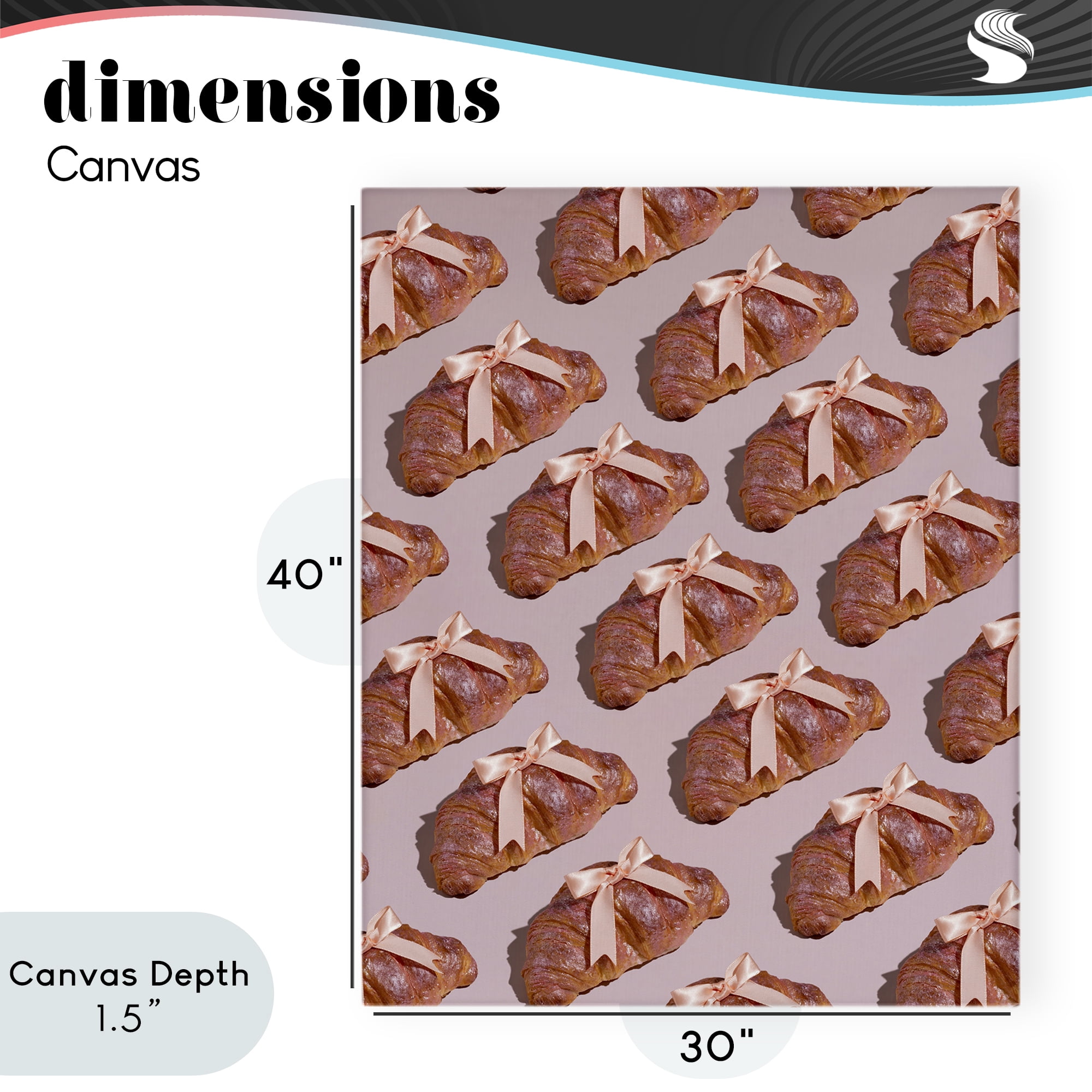 Stupell Industries Croissants with Ribbons Pattern Canvas Wall Art, design by LISH Creative