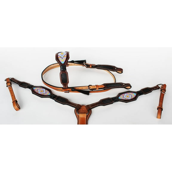 Horse Bridle Western Leather Headstall Breast Collar Show Rodeo Tack Purple 7910