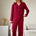thumbnail image 6 of Women's Sleepwear Long Sleeve Top and Pants Pajama Set Panda Print Nighty,Wine,S, 6 of 9
