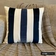 thumbnail image 4 of The HomeCentric Decorative Throw Pillow covers Navy Pack of 2, 16"x16" (40x40 cm) Velvet & Linen Patchwork, Striped Cushion Covers For Sofa, Striped Modern Style - Velvet Band Navy, 4 of 10