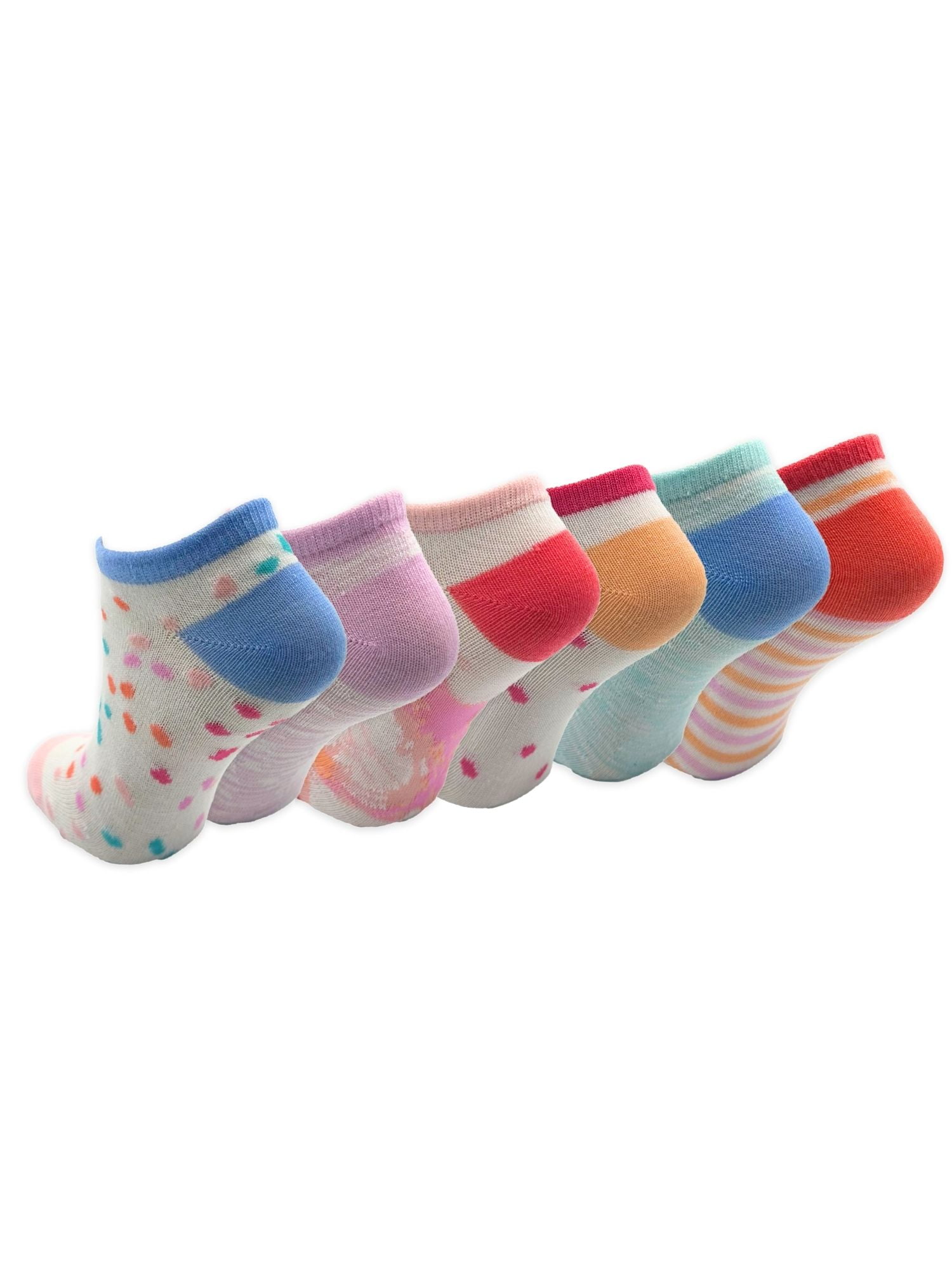 Wonder Nation Girls No Show Fashion Socks, 6-Pack, Sizes S-L