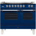 thumbnail image 2 of Ilve UPDN100FDMPBLX Nostalgie Series 40 Inch Dual Fuel Convection Freestanding Range, 5 Sealed Brass Burners, 4 cu.ft. Total Oven Capacity in Midnight Blue, Chrome Trim (Natural Gas), 2 of 3