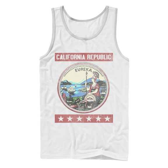 Men's Lost Gods California Republic Seal  Tank Top White X Large