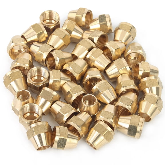 LTWFITTING Brass 1/2" OD Short SAE 45 Deg Flare Nut,Brass Flare Tube Fitting(pack of 40)