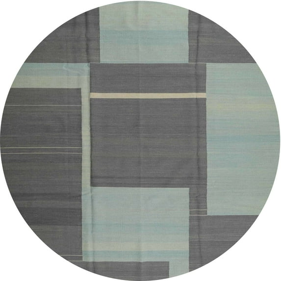 Ahgly Company Machine Washable Indoor Round Contemporary Carbon Gray Area Rugs, 4' Round