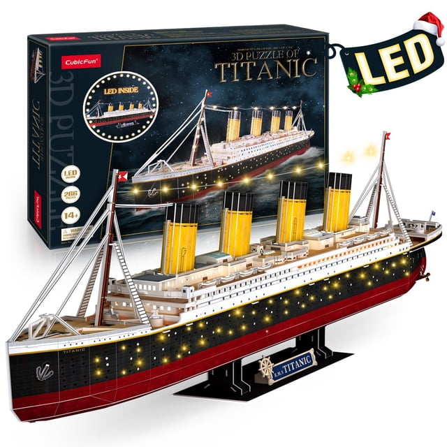 Puzzle 3D CubicFun LED Titanic, barco grande de 35 pulgadas para adultos CubicFun CubicFun