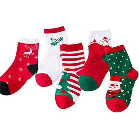 

Christmas Socks Children Socks Christmas Gift Kid Socks for Kid Boy Girl 5 Pairs 4-6 Years