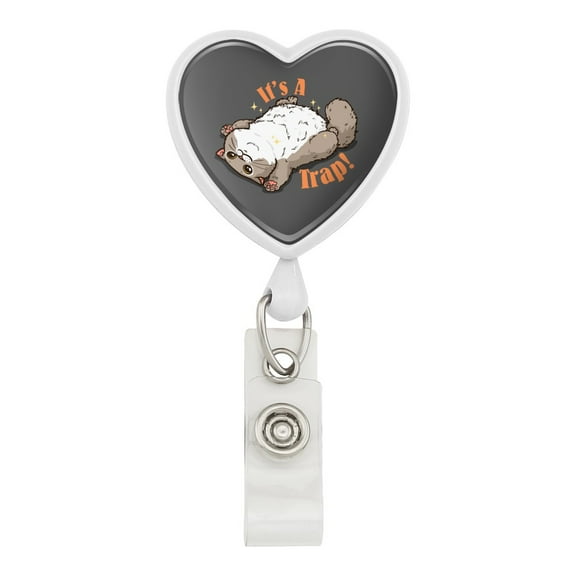 It's a Trap Cat Belly Rubs Funny Heart Lanyard Retractable Reel Badge ID Card Holder
