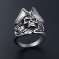 thumbnail image 4 of HOOUN MEN'S PIRATE HAT SKULL RING STAINLESS STEEL CAPTAIN PIRATE SKULL RING BIKER PUNK-7, 4 of 5