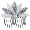 thumbnail image 1 of Women Hair Clip Vintage Flower Rhinestone Bead Hair Side Comb Hair Barrette, 1 of 10