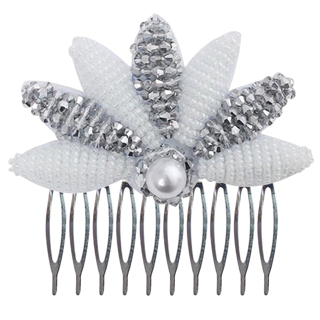 Women Hair Clip Vintage Flower Rhinestone Bead Hair Side Comb Hair Barrette