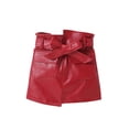 thumbnail image 1 of Gureui Toddler Kids Baby Girls Fall Winter A-Line Leather Skirt Solid Color High Waist Midi Skirt with Pockets and Belt, 1 of 6
