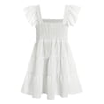 thumbnail image 6 of Lanbubble Girls Dress White A-Line Ruffle Sleeve Casual Holiday Summer Dress, 7-8 Years, 6 of 7