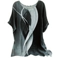 thumbnail image 4 of Summer Saving Wycnly Shirts for Women Fashion Cotton Linen Loose Fit Mid-Length Pullover Tops Summer Casual Round Neck Short Sleeve Marbled Print Ladies Blouses Black s, 4 of 6