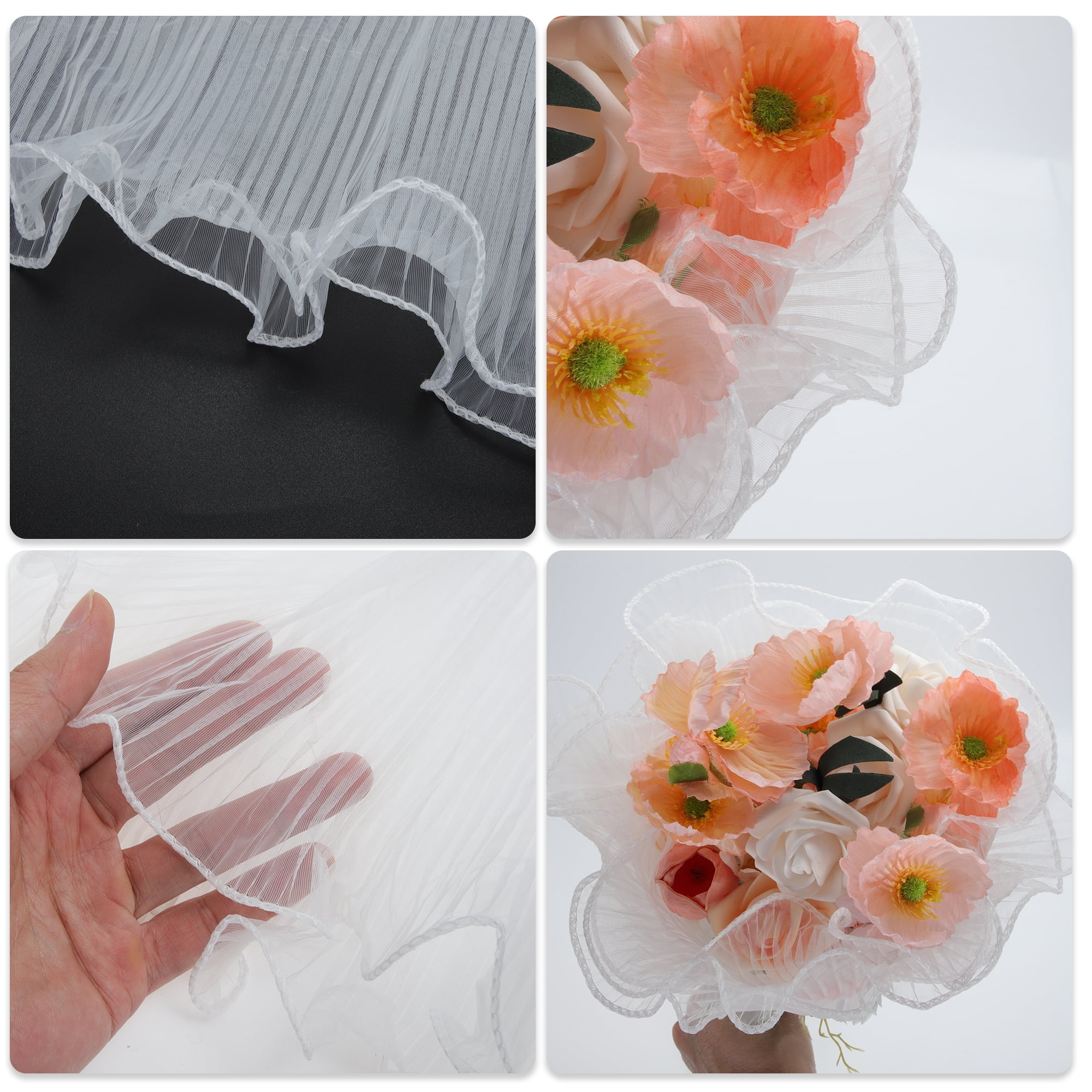 Unique Bargains Wrinkled Translucent Flower Wrapping Paper White 1 Piece for Arrangements