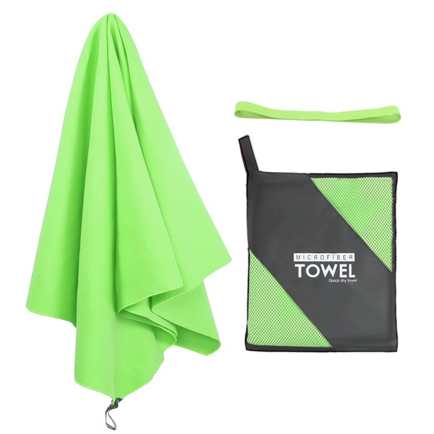 Rápido Secado Microfibra Playa Toalla Anti-Arena Liviana Absorbente Viaje Toallas 30 x 60 Pulgadas con Clip- para Playa Nadar Acampar Yoga Deportes Verde claro